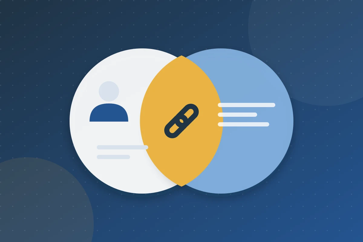 Two overlapping circles sharing a link in the middle