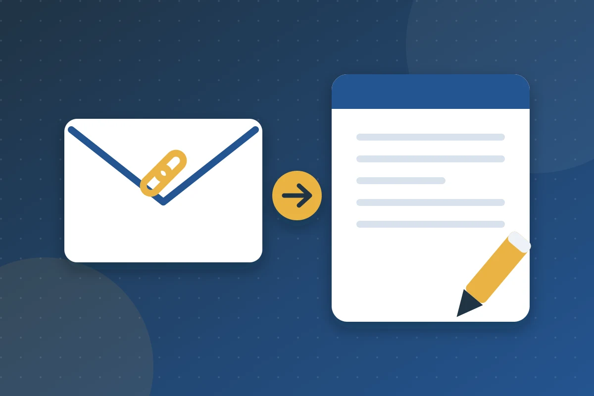 Envelope with a link pointing to a blog post being written