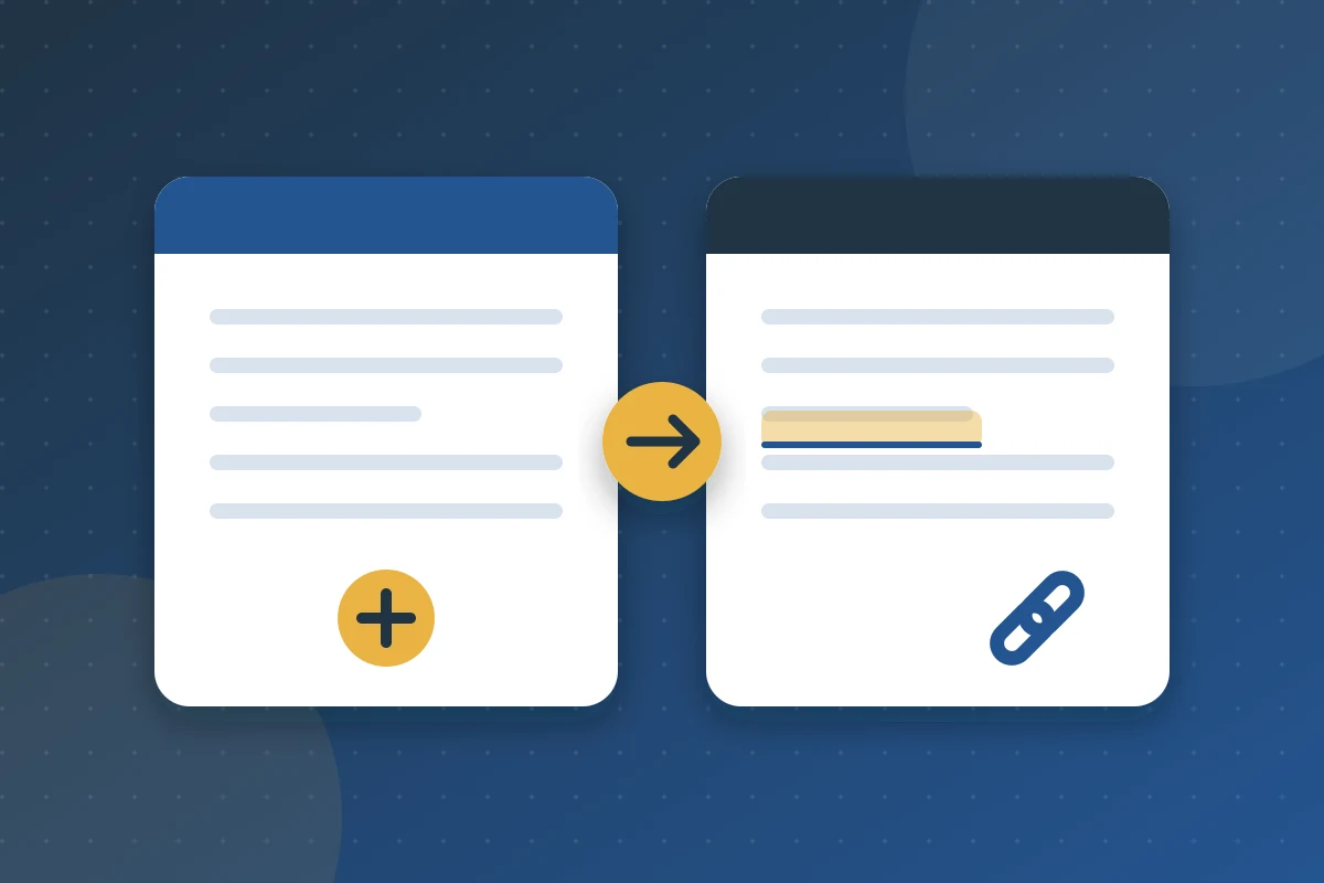 Two web pages: a new guest post and an existing page with an inserted link