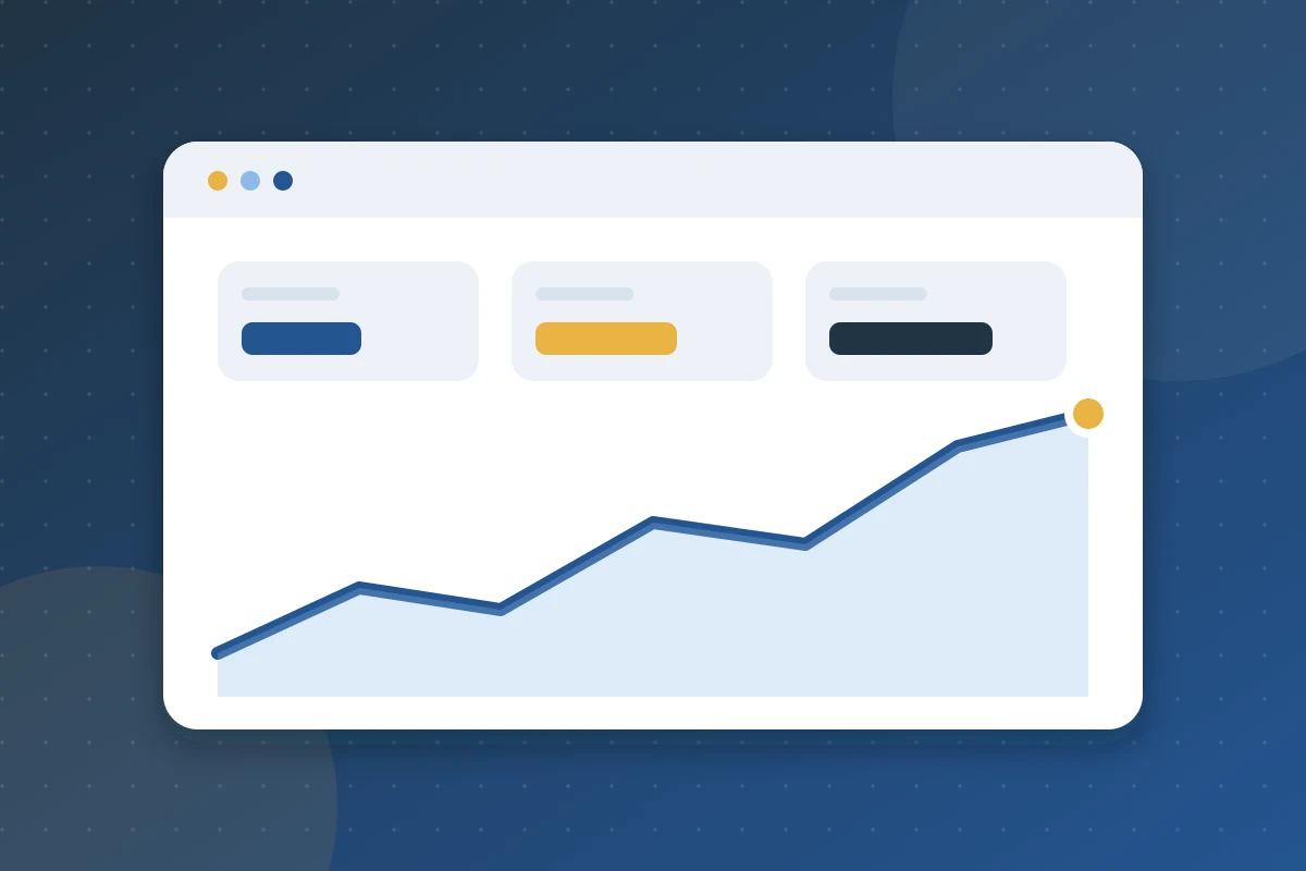 Dashboard with a rising line chart