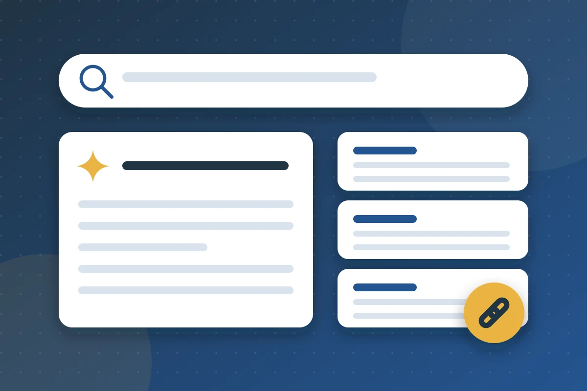 Search results page with an AI answer box above a list of links