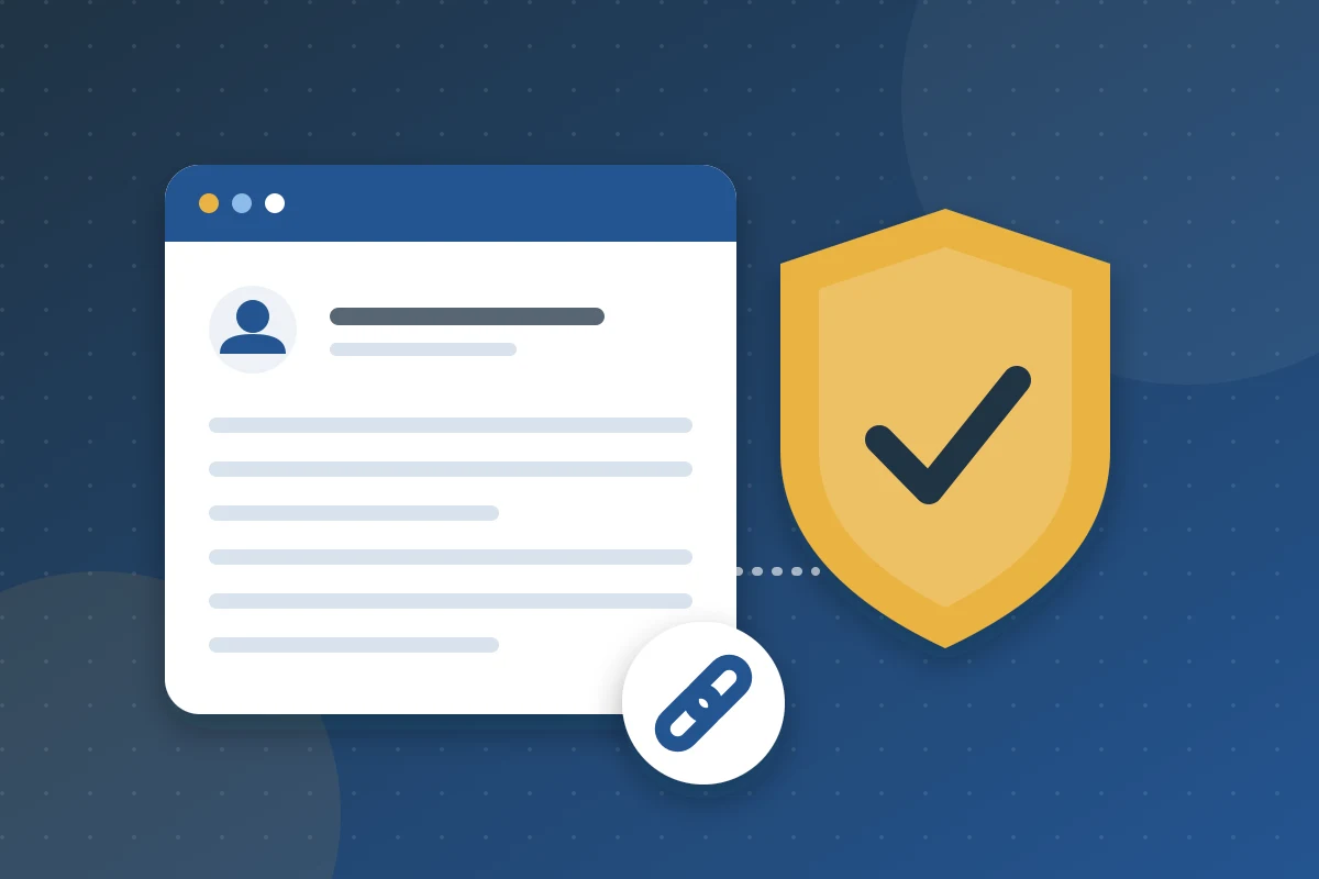 Article page with a shield and tick, and a chain link